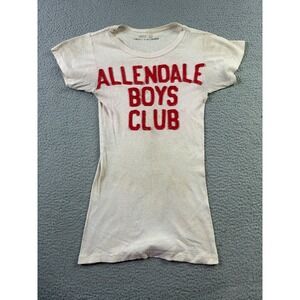 True Vintage 50s Allendale Boys Club Thin Shirt Red Ribbed Felt Letters Size 32